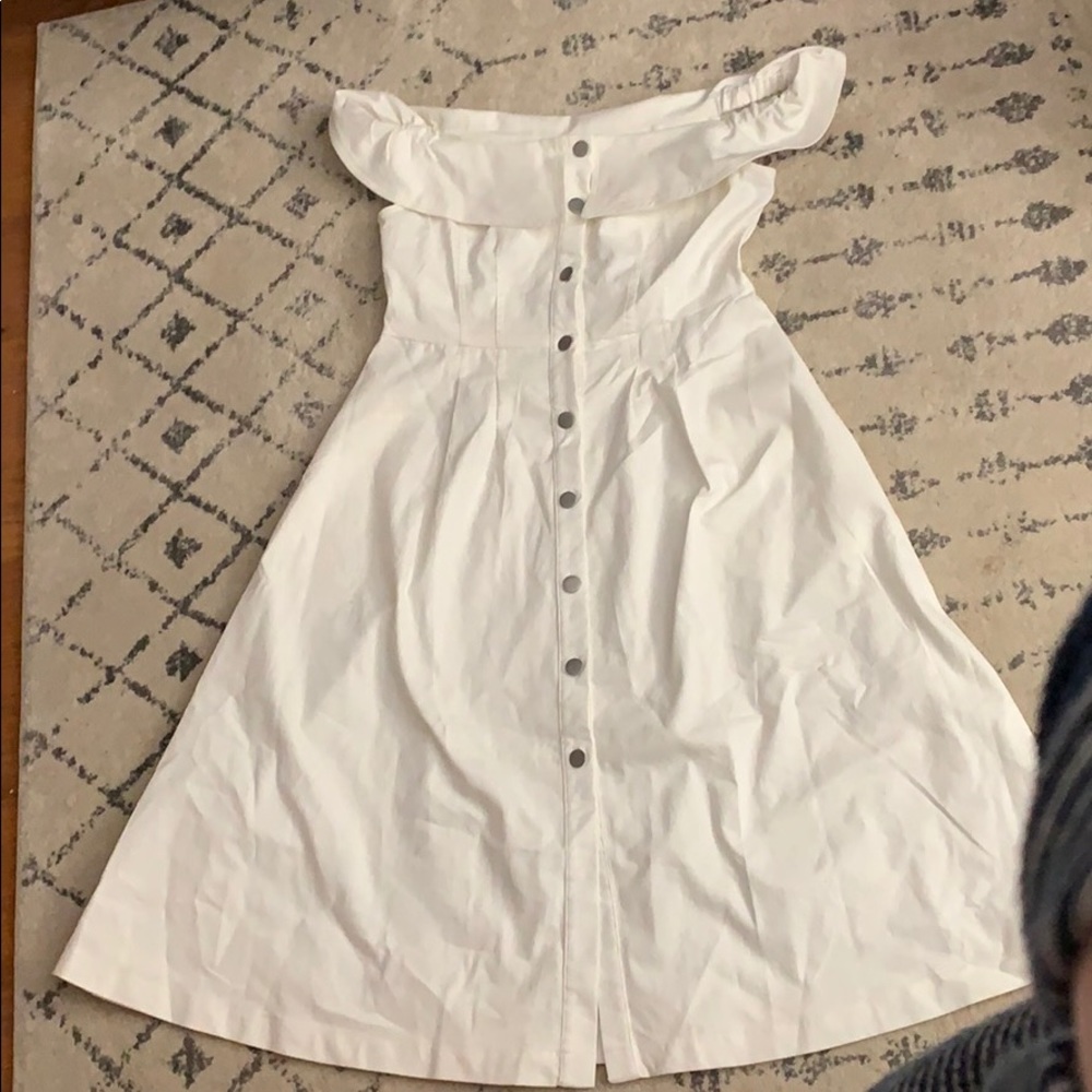 White button up shirt dress with pockets